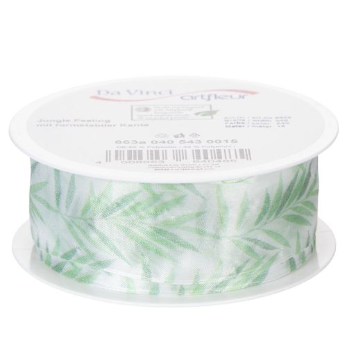 Organzaband Chiffonband Grüne Pflanzen Band 40mm 15m | Floristik24.de