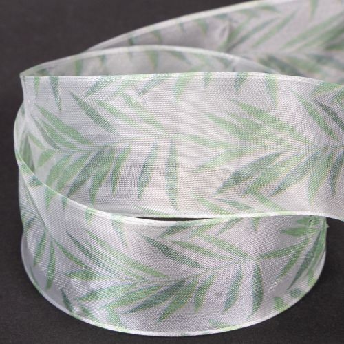 Organzaband Chiffonband Grüne Pflanzen Band 40mm 15m | Floristik24.de