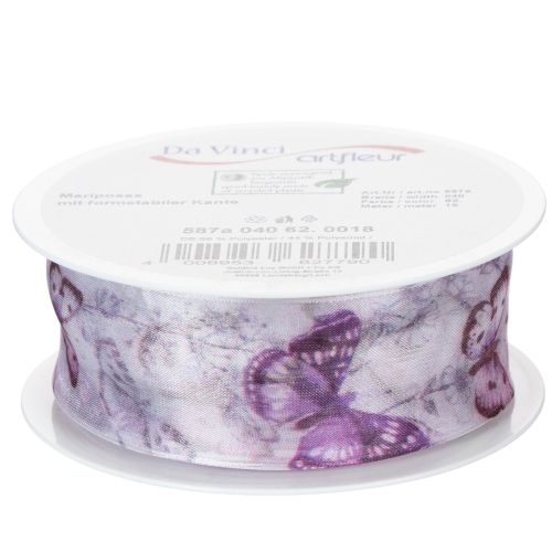 Organzaband Chiffonband Schmetterlinge Lila 40mm 18m | Floristik24.de