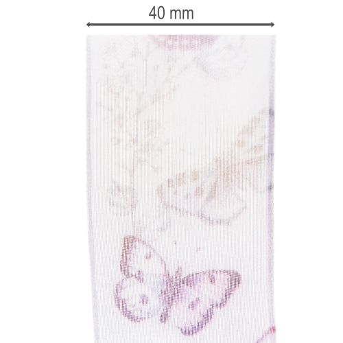 Organzaband Chiffonband Schmetterlinge Lila 40mm 18m | Floristik24.de
