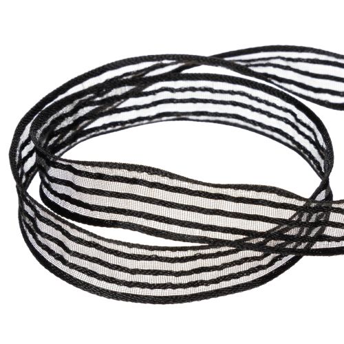 Artikel Organzaband mit Streifen Geschenkband Schwarz 15mm 20m