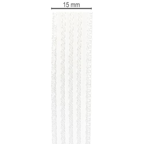 Artikel Organzaband mit Streifen Geschenkband Weiß 15mm 20m