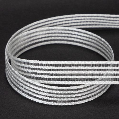 Artikel Organzaband mit Streifen Geschenkband Weiß 15mm 20m