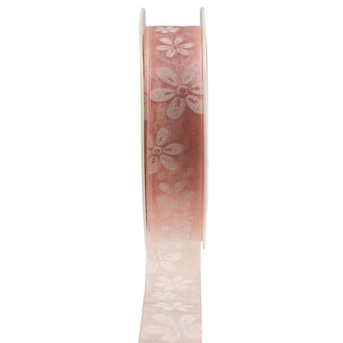 Floristik24 Organzaband Blumen Geschenkband Rosa 25mm 18m