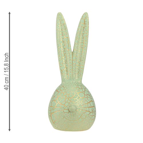 Artikel Osterdeko Hasenkopf Mintgrün Gold Krakelee 16,5x16x40cm
