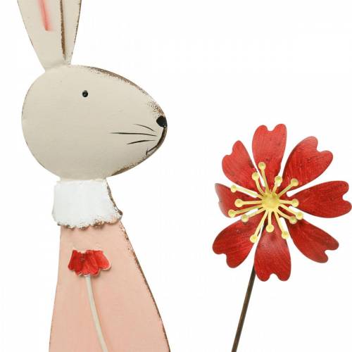 Artikel Osterdeko, Hase aus Metall, Frühlingsdeko, Osterhase mit Blume 61cm