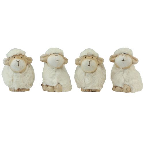 Floristik24 Osterdeko Schaf Keramik Deko Ostern Creme 9,5×6×9cm 4 St