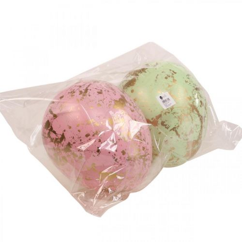 Floristik24 Osterei zum Aufhängen Deko Eier Rosa, Grün, Gold 20cm 2St