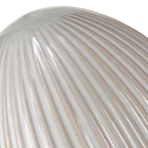 Artikel Ostereier Keramik Deko Ei mit Rillen Weißgrau 10×12,5cm 2 St