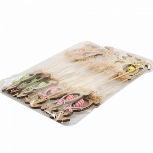 Artikel Osterhase Holz, Blumenstecker Ostern, Hasenstecker 8,5cm 12St