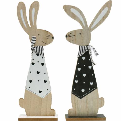 Floristik24 Osterhase Schwarz Weiß Aufsteller Osterdeko Holz Hase Figur 2er-Set