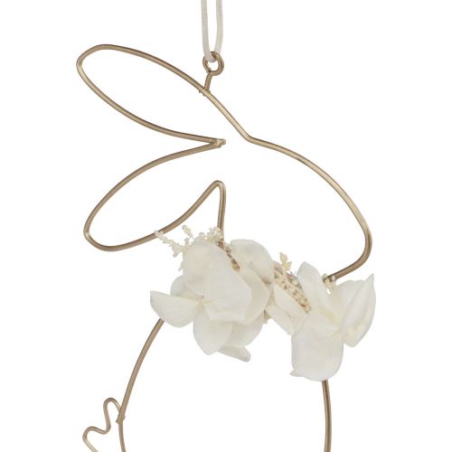 Floristik24 Osterhasen zum Hängen Metall Blumen Gold 10×14,5cm 4 St