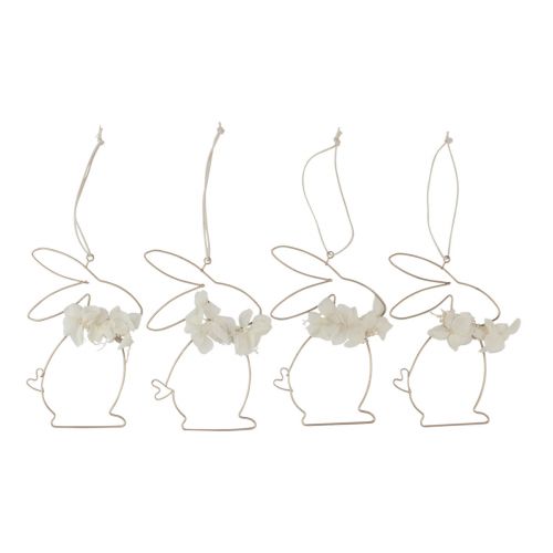 Floristik24 Osterhasen zum Hängen Metall Blumen Gold 10×14,5cm 4 St