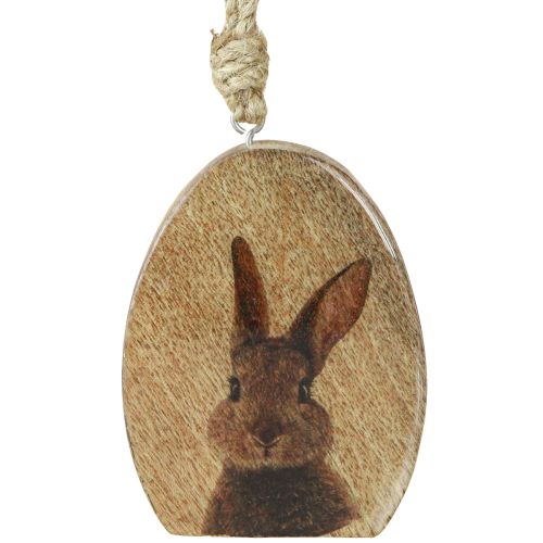 Floristik24 Ostern Anhänger Hase im Ei Holz Jute Natur 8x10,5cm 4St