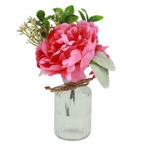 Floristik24 Pfingstrosen Deko in der Vase Tischdeko Sommer Pink 20cm