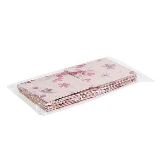 Floristik24 Papiertasche 10,5cm x 10,5cm Rosa mit Muster 8St