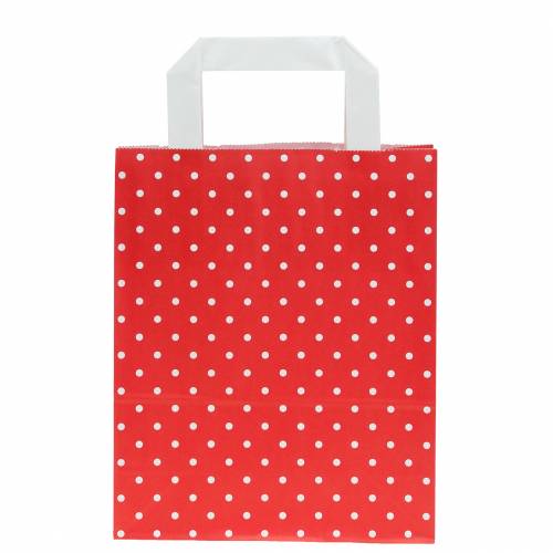 Floristik24 Papiertasche Rot mit Punkten 18cm x 8cm x 22cm 25St
