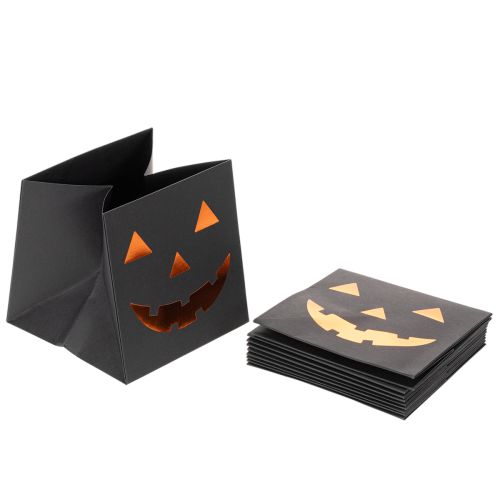 Papiertüte Kürbis Gesicht Übertopf Halloween Deko 10cm 6St | Floristik24.de