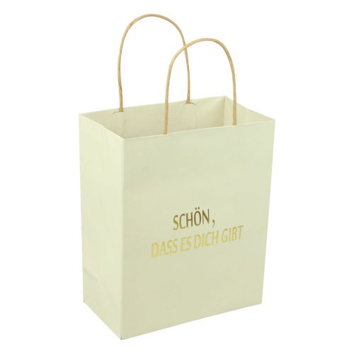 Artikel Papiertüten mit Henkel Aufdruck Creme/Gold 16×8×16cm 6 St
