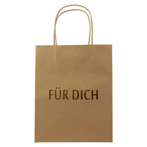 Artikel Papiertüten mit Henkel Aufdruck Natur/Gold 20×11×25cm 6 St