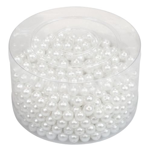 Floristik24 Deko Perlen zum Auffädeln Bastelperlen Weiß 8mm 300g