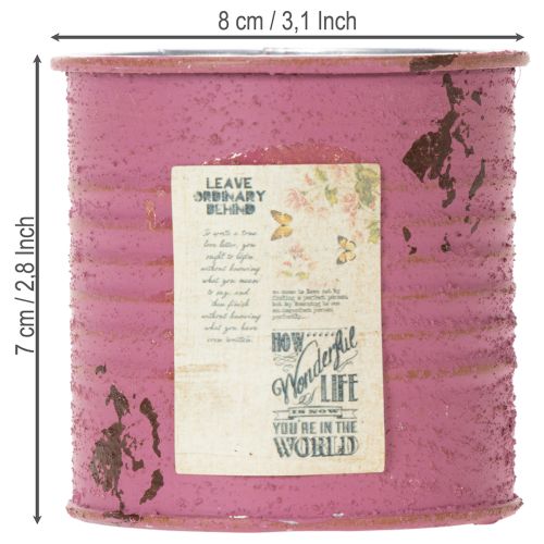 Pflanzdose Deko-Dose rund Lila Metall Vintage-Deko Ø8cm H7,5cm | Floristik24.de