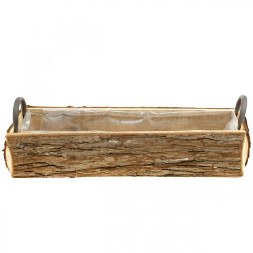 Floristik24 Pflanzgefäß, Holzkasten mit Rinde, Blumentopf mit Griffen 46cm
