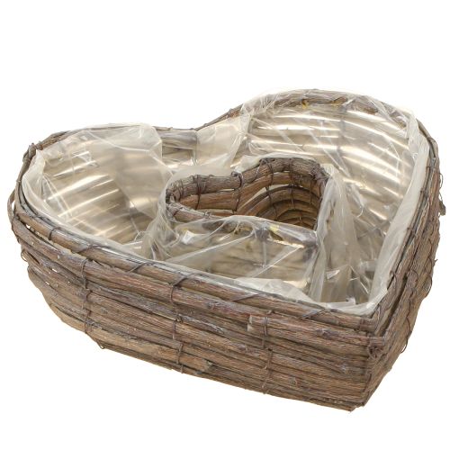Floristik24 Pflanzherz Pflanzschale Herz Natur Grau 30/40cm Set 2St