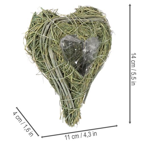 Deko Herz aus Naturgras mit Folie Einsatz 14cm 2St | Floristik24.de