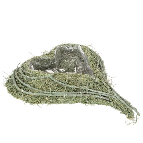 Herzschale aus Naturgras mit Folie zum Bepflanzen 38cm