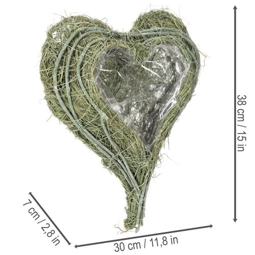 Herzschale aus Naturgras mit Folie zum Bepflanzen 38cm | Floristik24.de