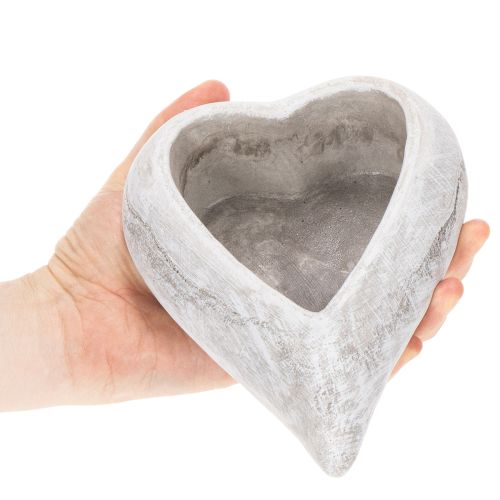Dekoschale Herzform grau Kleine Pflanzschale Herz 19cm | Floristik24.de