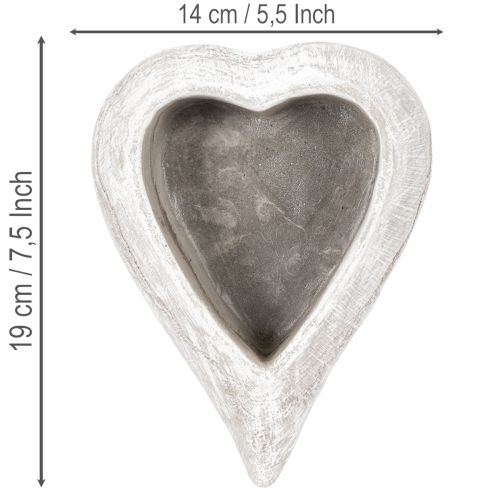 Dekoschale Herzform grau Kleine Pflanzschale Herz 19cm | Floristik24.de