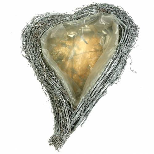 Floristik24 Pflanzherz Zweige Weiß gewaschen 40cm x 30cm