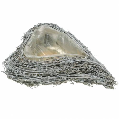 Pflanzherz Zweige Weiß gewaschen 60cm x 42cm