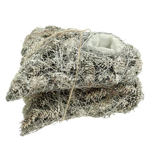 Floristik24 Pflanzherz aus Zapfen 26x27cm geweißt 2St