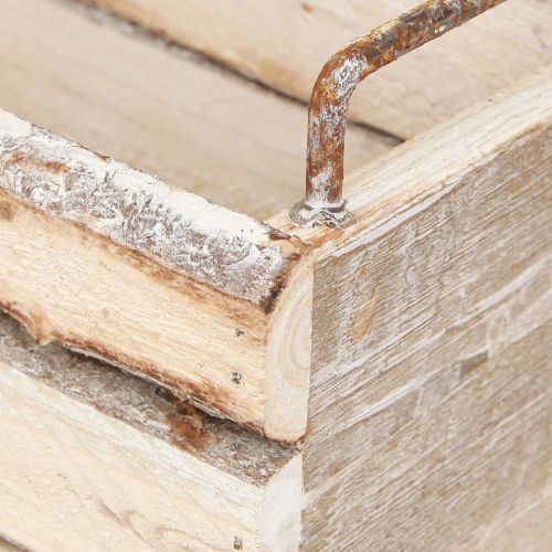 Artikel Pflanzkasten Holz Rinde Natur Griff L29cm/23cm Set 2St