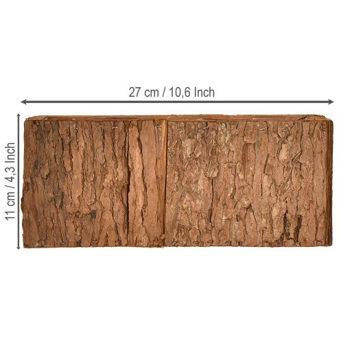 Floristik24 Pflanzkasten Holz länglich Blumenkasten Pinienrinde 27×10cm