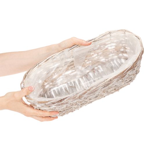 Korb Pflanzkorb mit Folieneinsatz oval Weiß 37cm | Floristik24.de