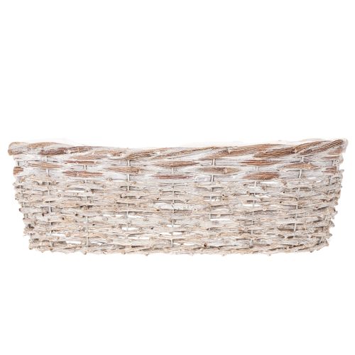 Korb Pflanzkorb mit Folieneinsatz oval Weiß 37cm | Floristik24.de
