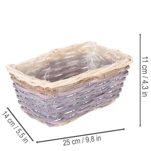 Pflanzkorb rechteckig mit Folie Dekokorb Pflanzgefäß 25cm 4St | Floristik24.de