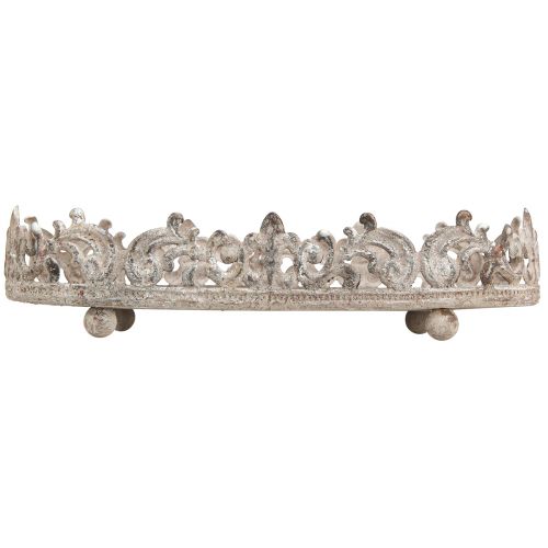 Floristik24 Deko Tablett oval Antik Look Grau Rost 26/21cm Set mit 2St