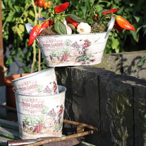 Artikel Pflanzkübel Blumenkübel Rund Metall Fresh Garden H21cm