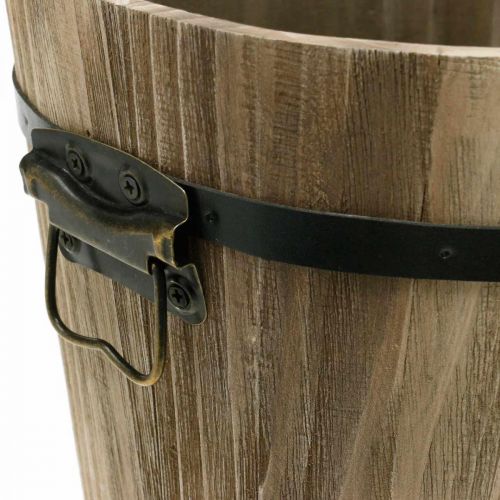 Floristik24 Pflanzkübel Holz oval mit Griffen Landhaus-Stil 40×25×30cm