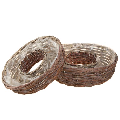 Floristik24 Pflanzring Pflanzschale Holz Natur Grau Ø30/35cm Set 2St