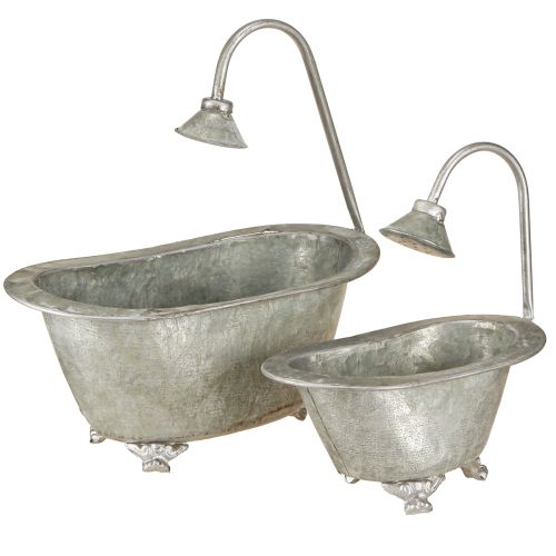 Floristik24 Pflanzschale Metall Mini Badewanne 22,5cm/27,5cm Set 2St
