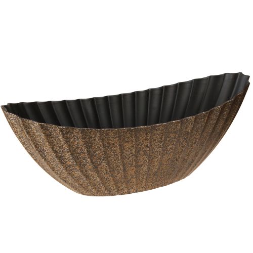 Floristik24 Pflanzschale mit Rillen oval Anthrazit Gold 41,5×16×16cm