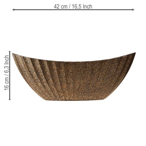 Floristik24 Pflanzschale mit Rillen oval Anthrazit Gold 41,5×16×16cm