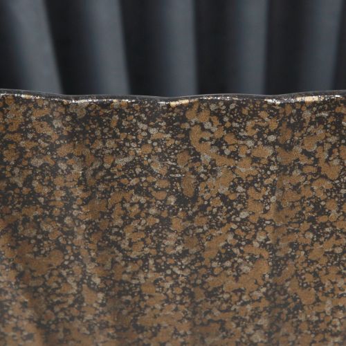 Floristik24 Pflanzschale mit Rillen oval Schiffchen Anthrazit Gold 36cm