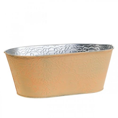 Artikel Pflanzschale Metall Blumenschale Oval Orange 25x14,5x10cm